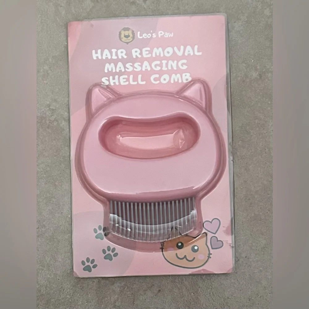 Leo's Paw Pink Hair Removal Massaging Shell Comb